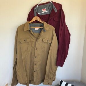 Wrangler Men's Shirts in Burgundy and Tan